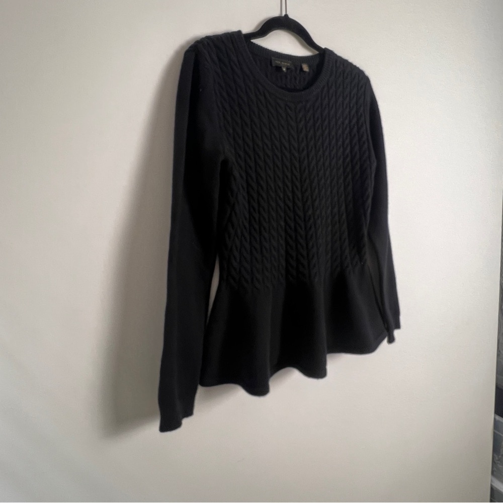 Ted Baker London Women's US 8/10 Black Mereda Cable Knit Peplum Sweater - Picture 7 of 12